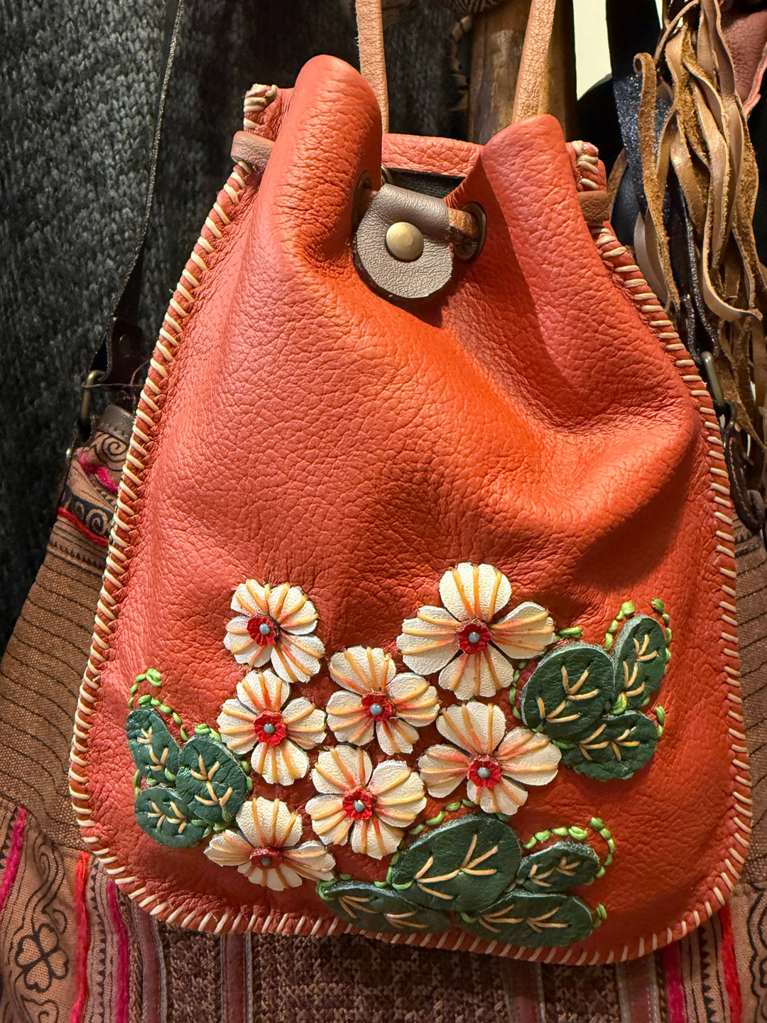 Leather Flower Day Purse - Floating Lotus