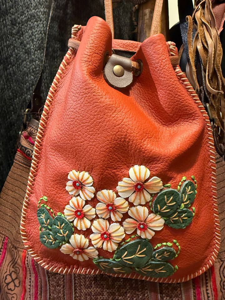 Leather Flower Day Purse - Floating Lotus