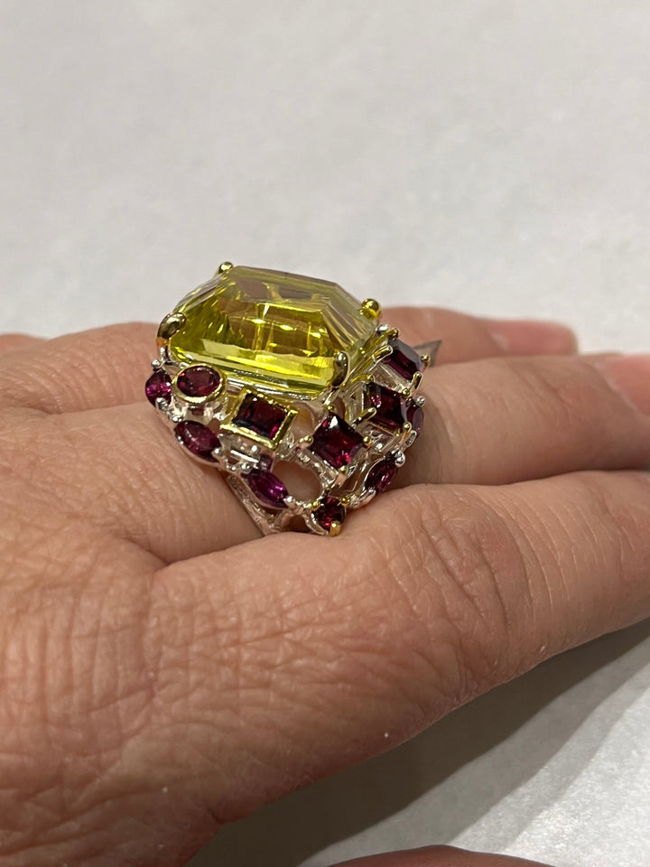 Lemon Quartz With a touch of Raspberry Garnet - Floating Lotus