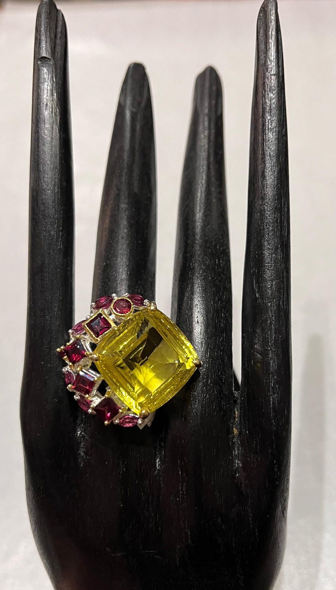 Lemon Quartz With a touch of Raspberry Garnet - Floating Lotus