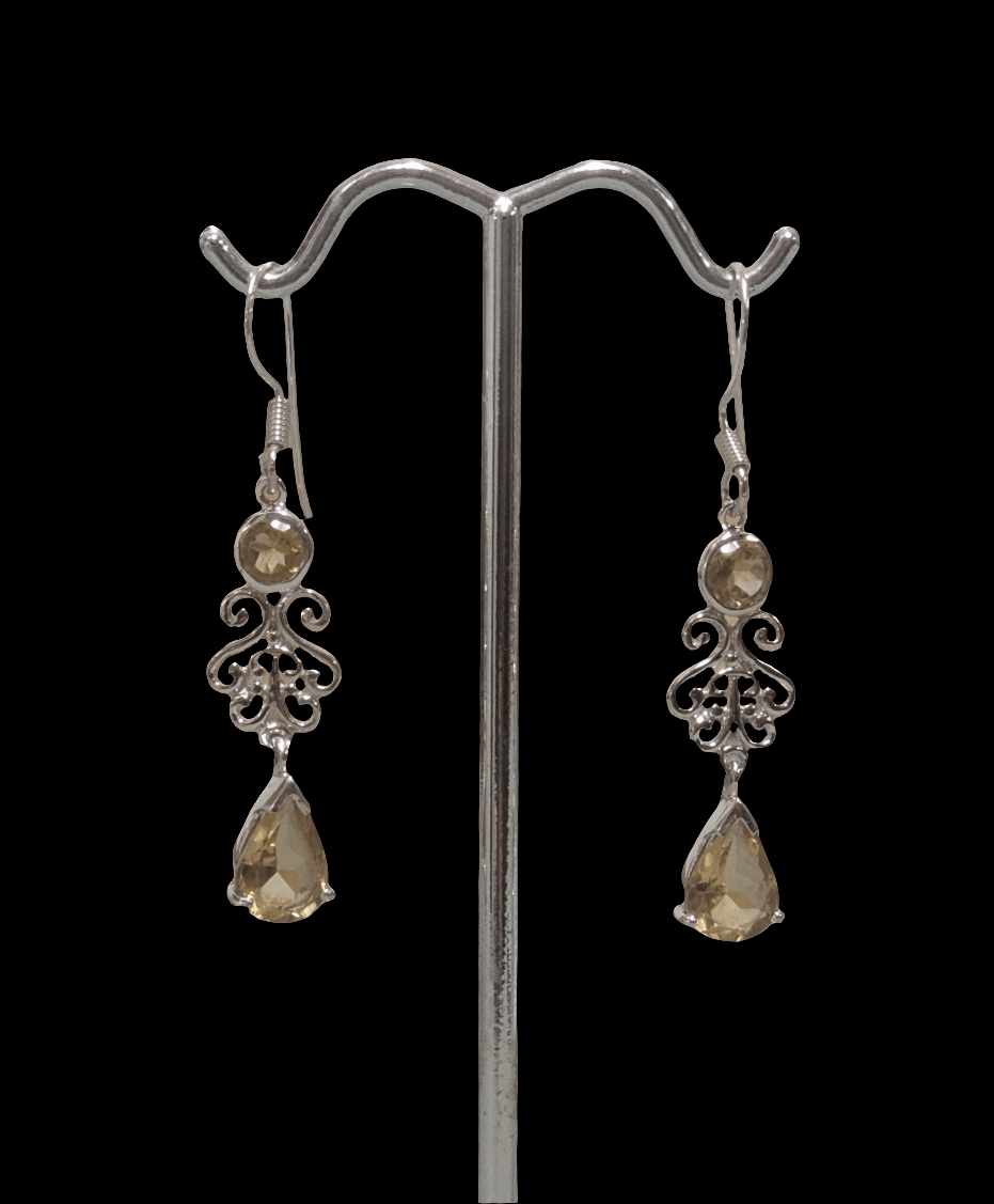 Long Dangly Citrine Earrings