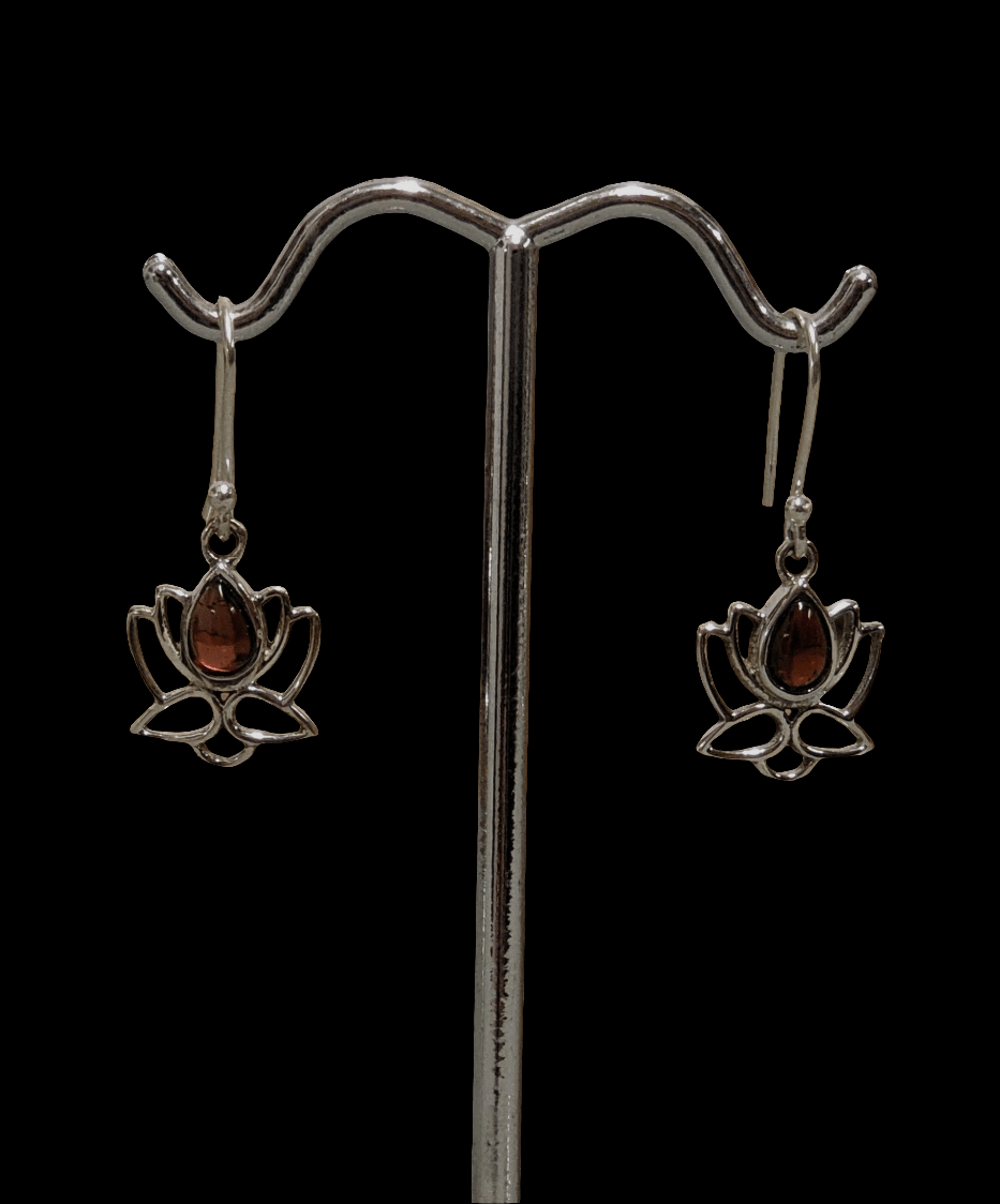 Lotus Garnet Earrings