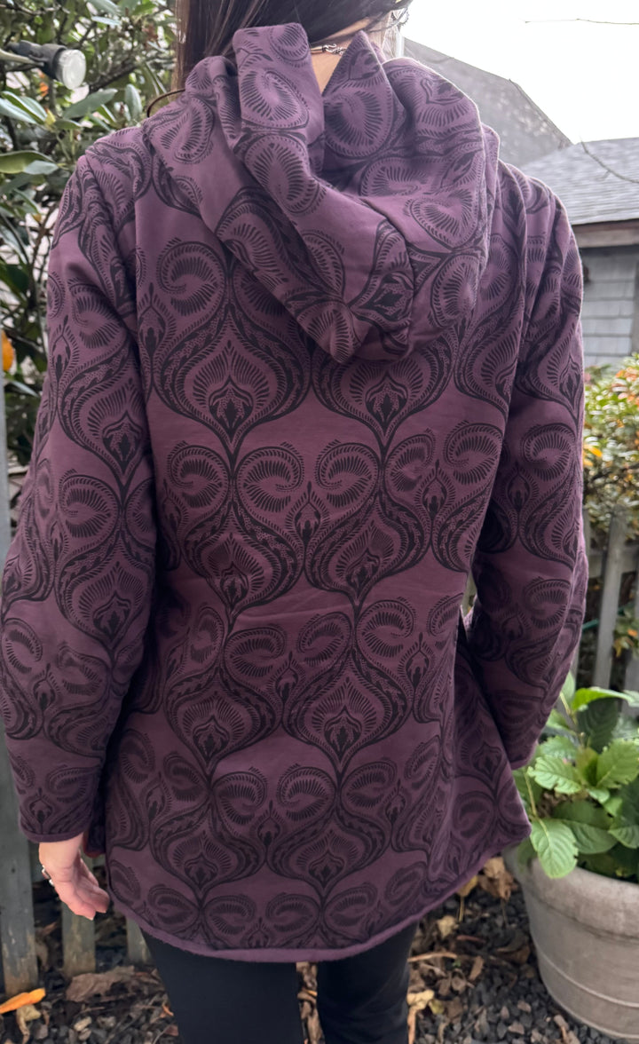 Lotus Wrap Fleece Jacket with Print - Floating Lotus