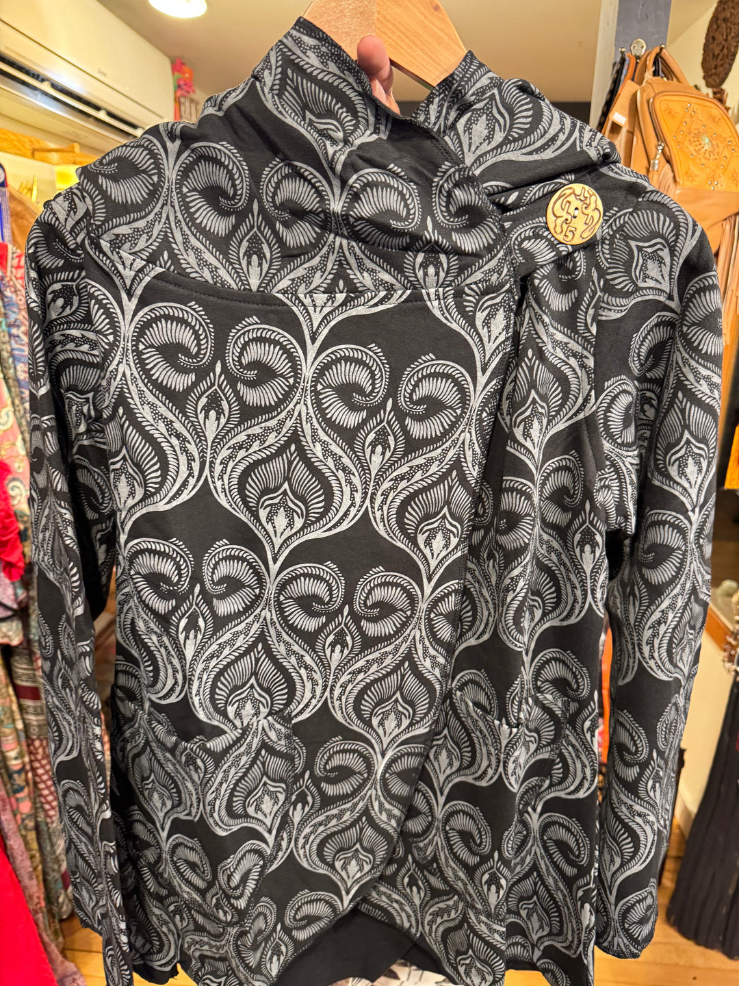 Lotus Wrap Fleece Jacket with Print - Floating Lotus