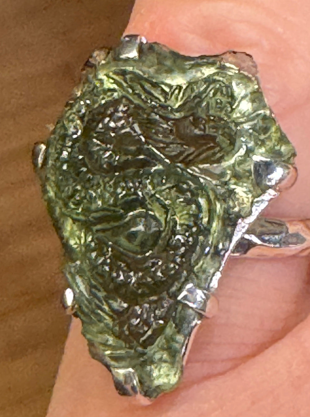 Moldavite Dragon Ring - Floating Lotus