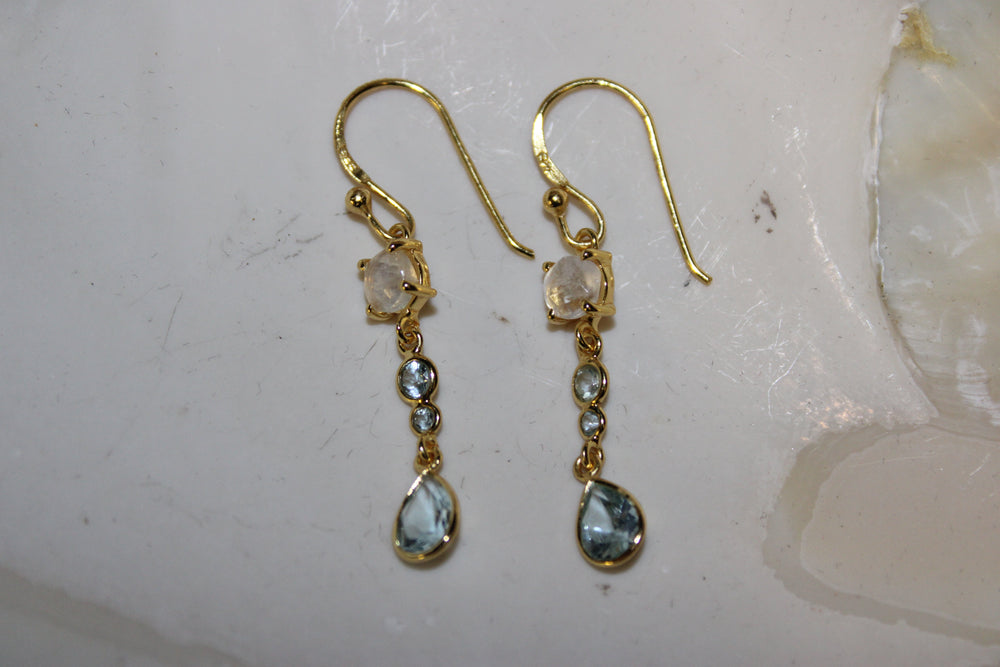 Moonstone and Blue Topaz Earrings