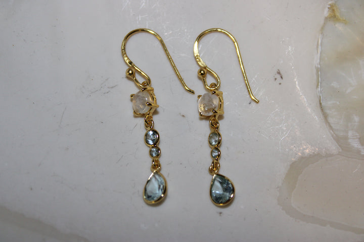 Moonstone and Blue Topaz Earrings