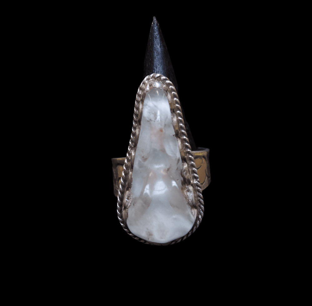 Moonstone Bird Skull Ring