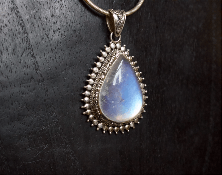 Moonstone Pendant - Floating Lotus
