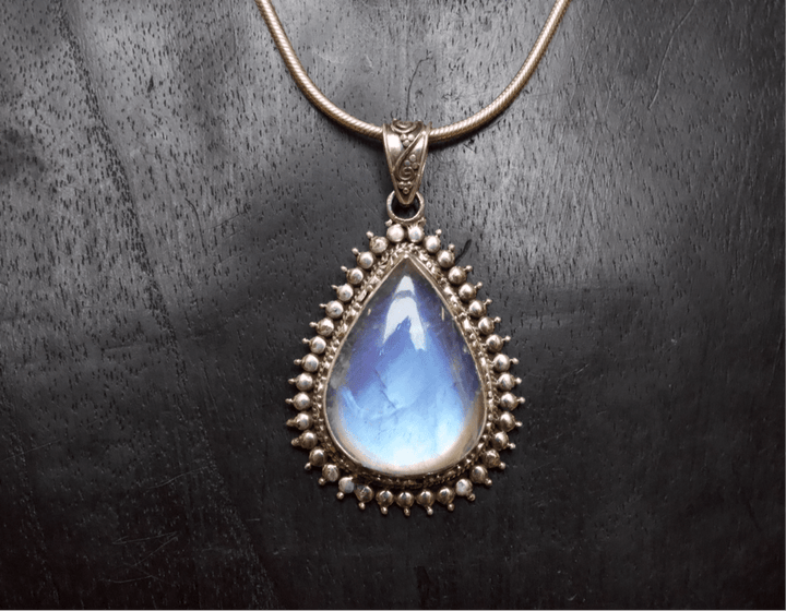 Moonstone Pendant - Floating Lotus