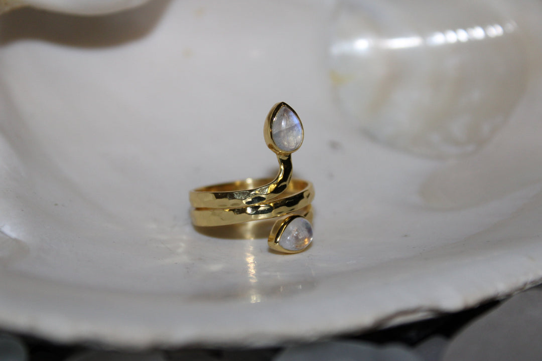 Moonstone Ring - Floating Lotus