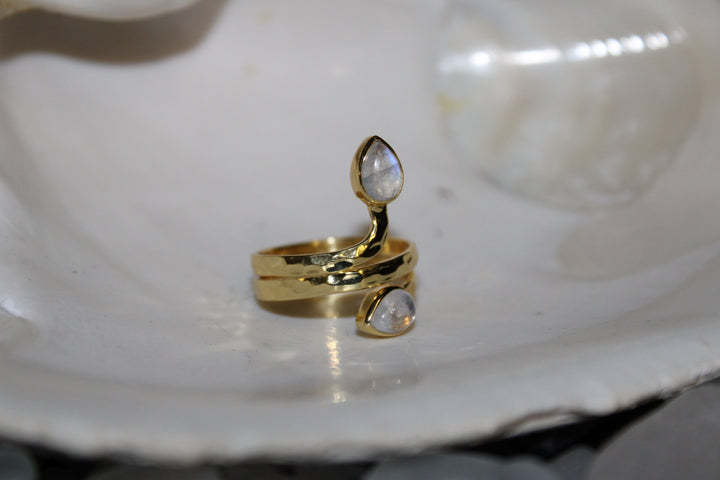 Moonstone Ring - Floating Lotus