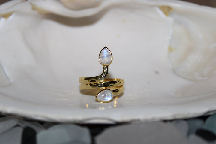 Moonstone Ring - Floating Lotus