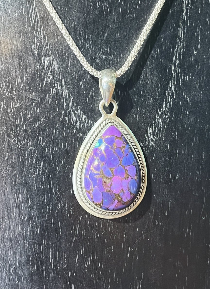 Mosaic Purple Turquoise Pendant - Floating Lotus