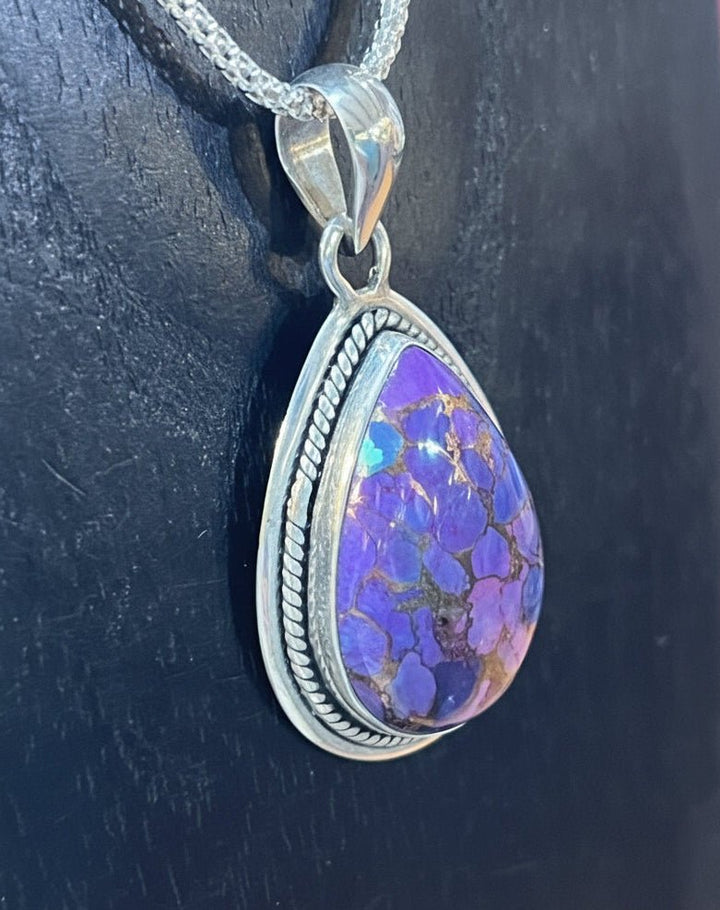 Mosaic Purple Turquoise Pendant - Floating Lotus