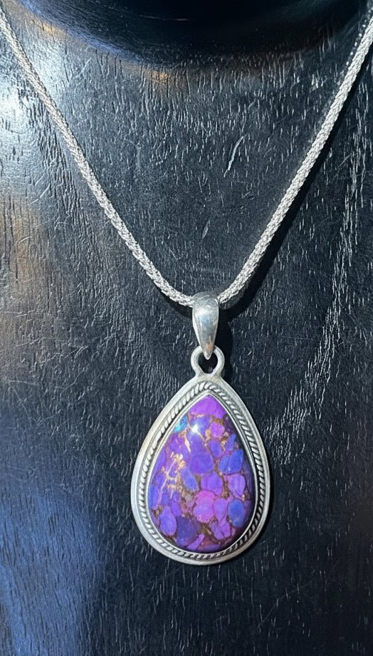 Mosaic Purple Turquoise Pendant - Floating Lotus