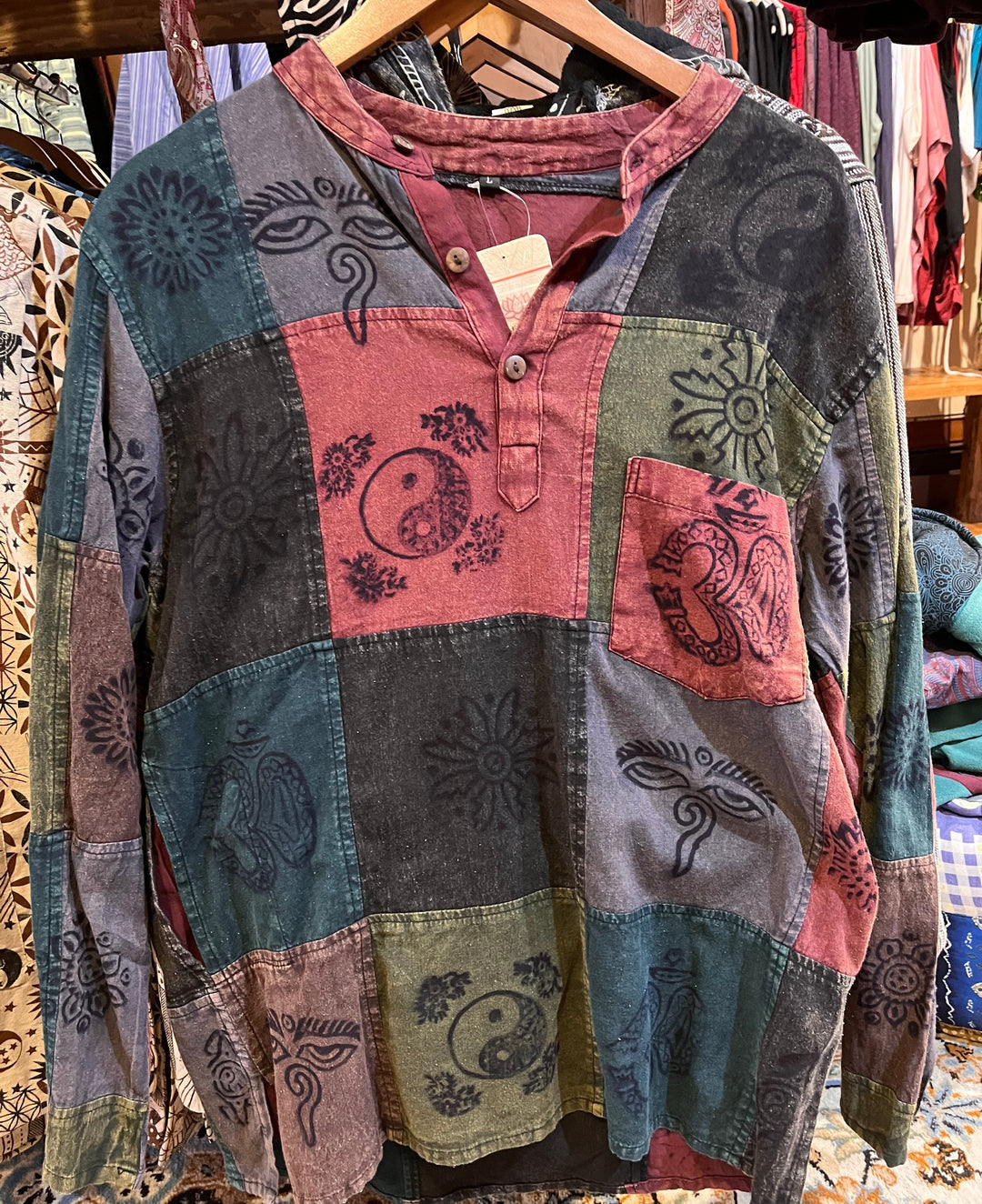 NTK - 130 Patchwork Long Sleeve Shirt - Floating Lotus