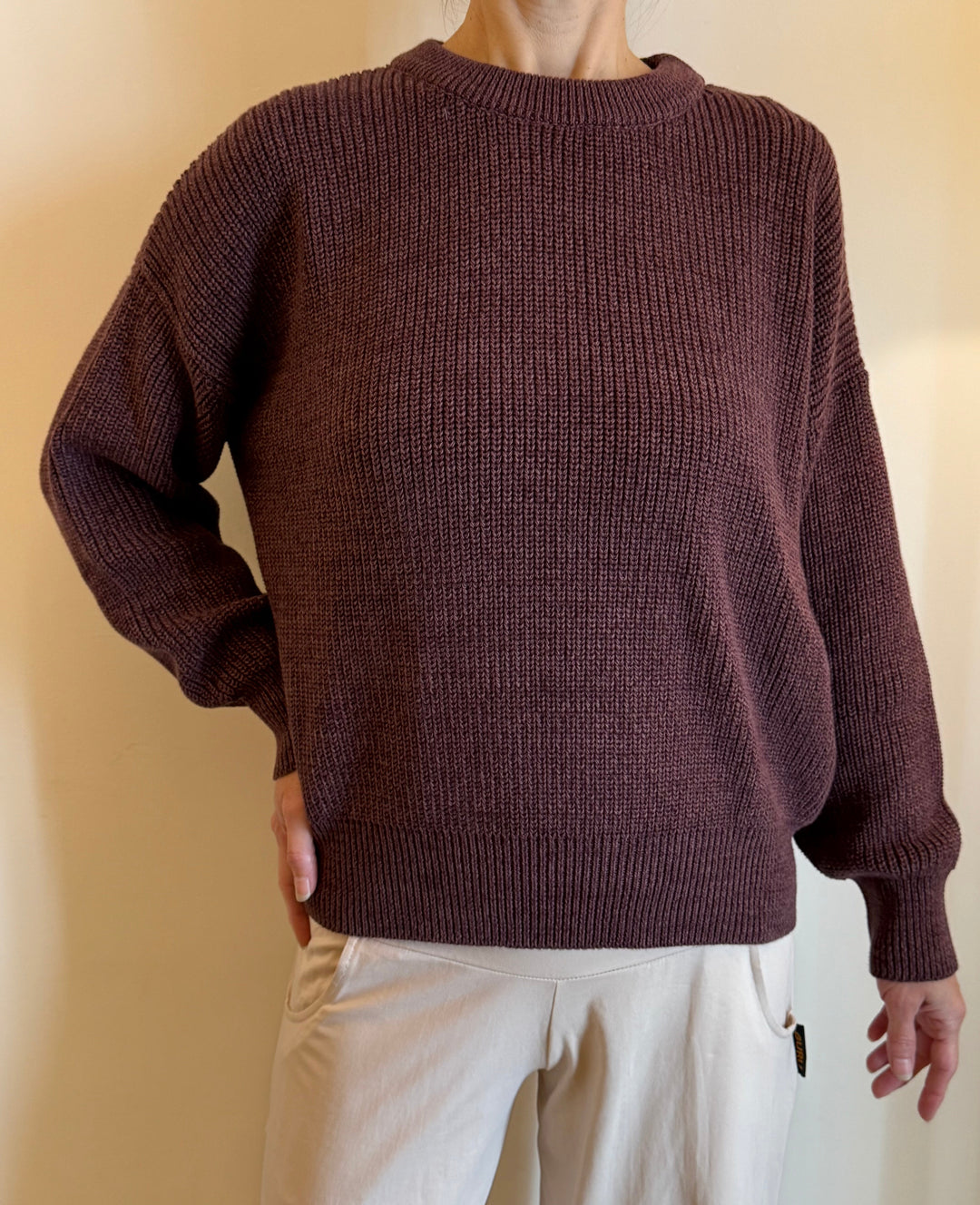 Organic Cotton Knitted Sweater Cocoa - Floating Lotus