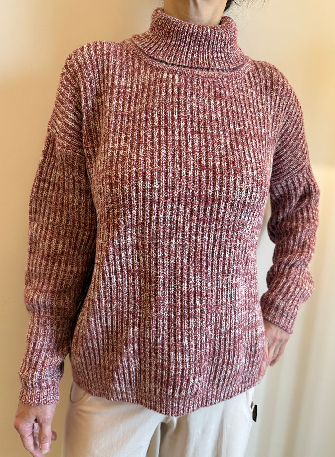 Organic Cotton Knitted Turtleneck Sweater - Floating Lotus