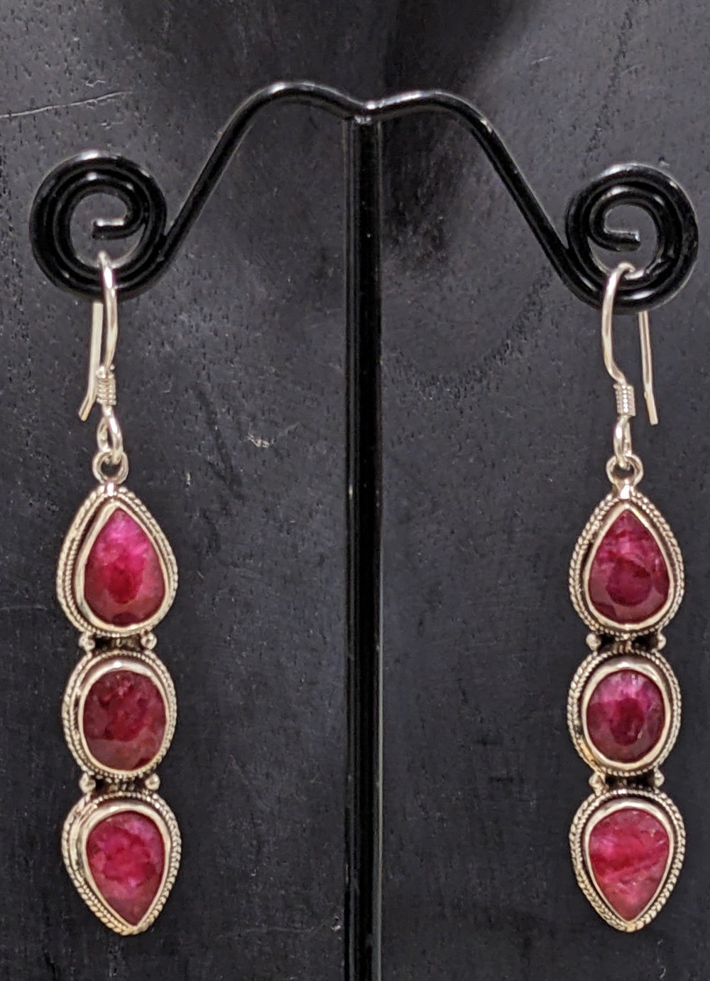 Richly Hued Ruby Earrings - Floating Lotus