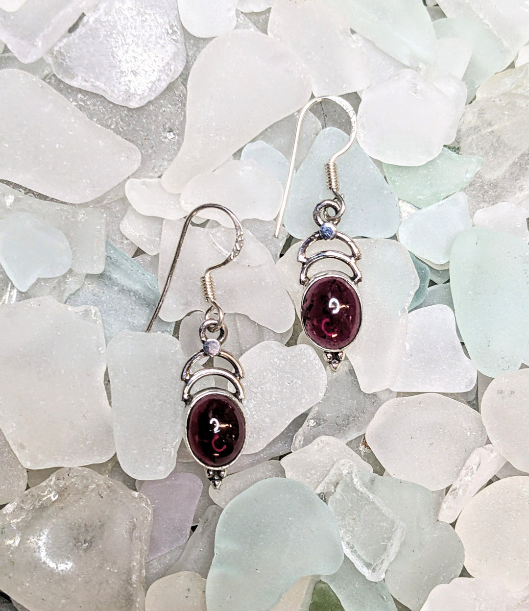 Richly Vibrant Garnet Earrings - Floating Lotus