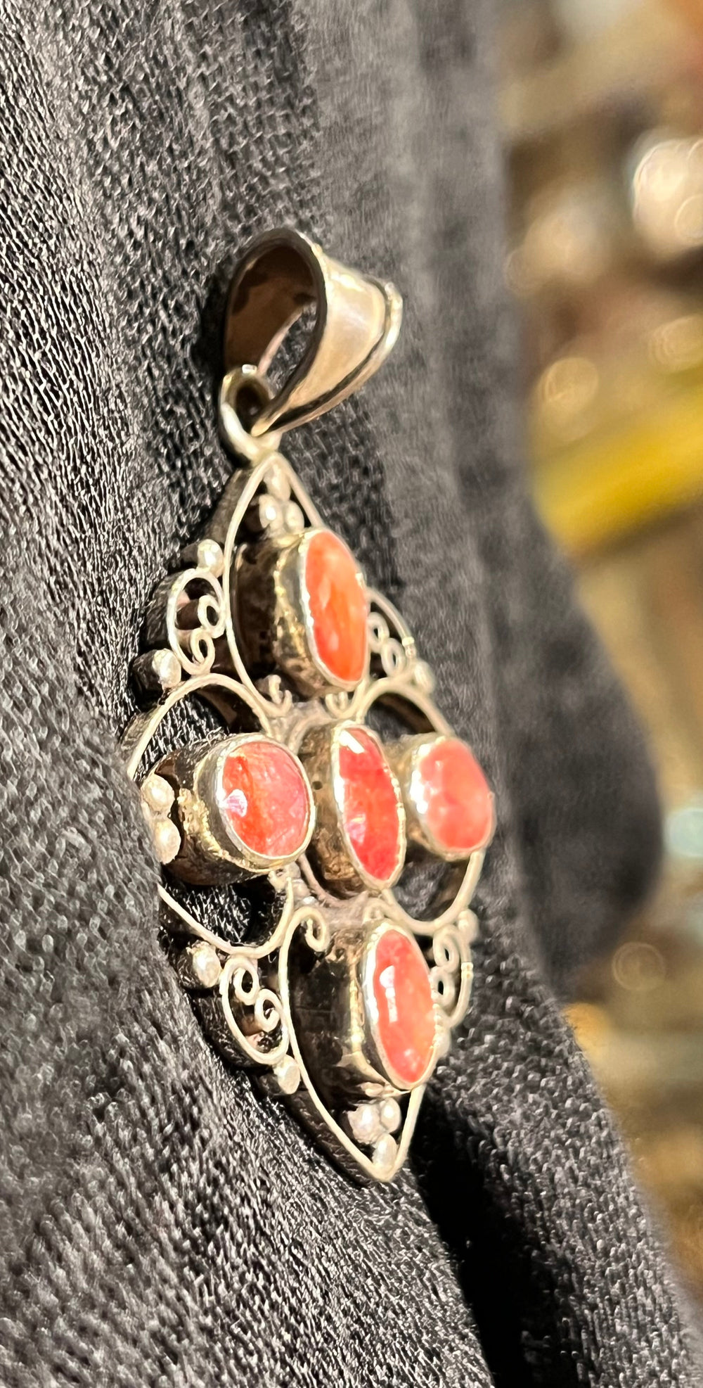 Ruby Geometric Pendant - Floating Lotus