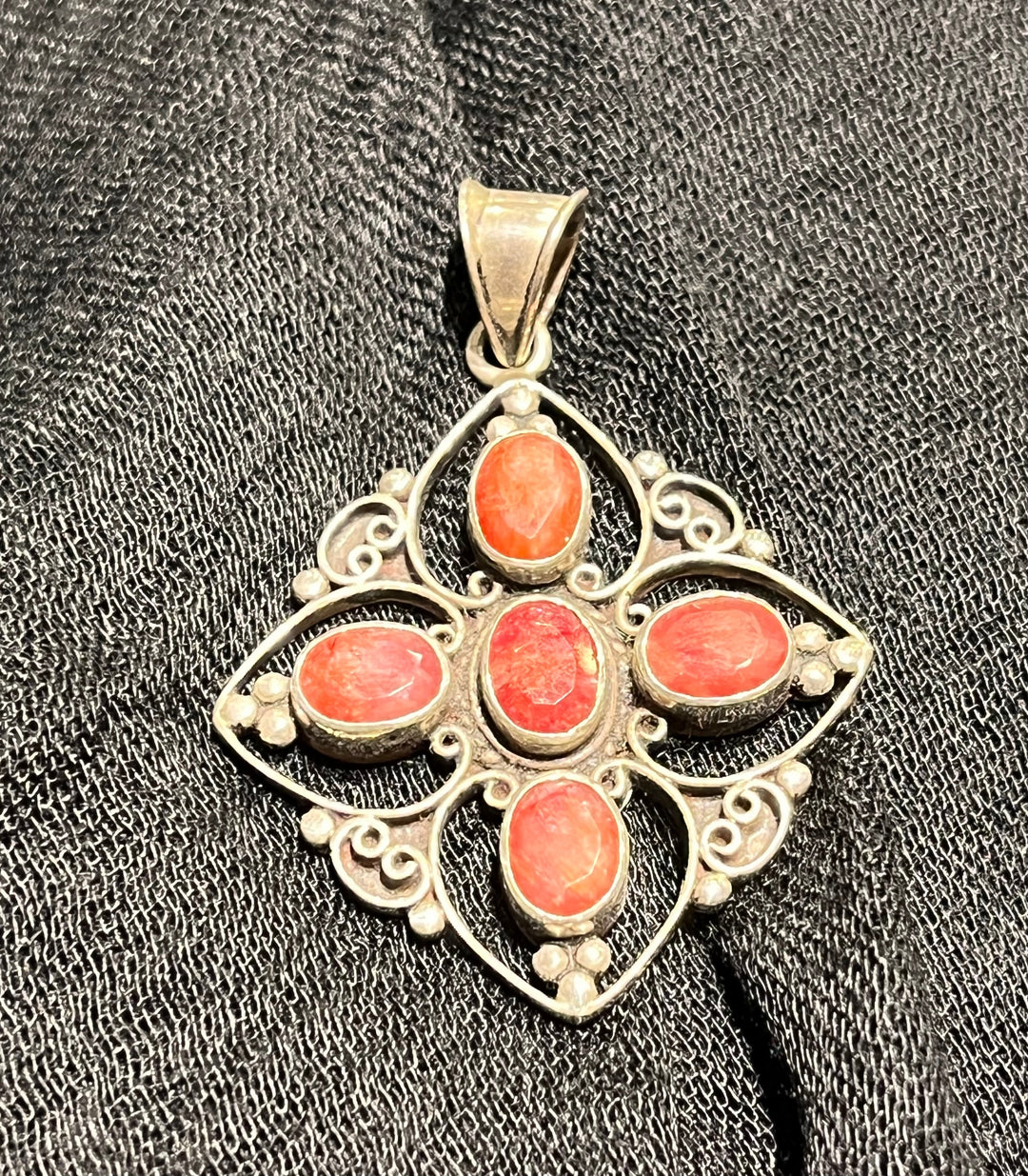 Ruby Geometric Pendant - Floating Lotus