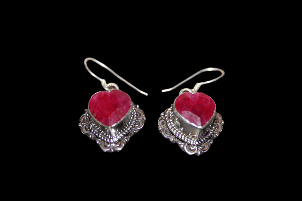 Ruby Heart Earrings - Floating Lotus