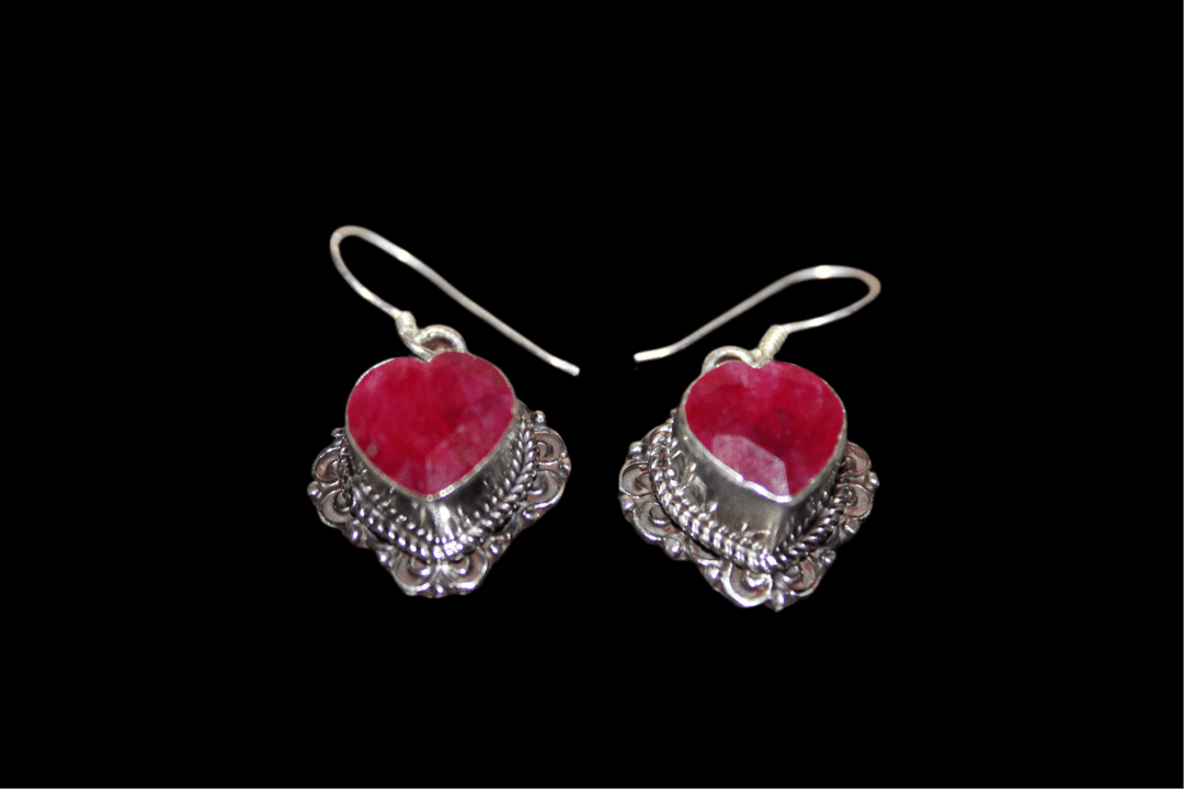 Ruby Heart Earrings - Floating Lotus