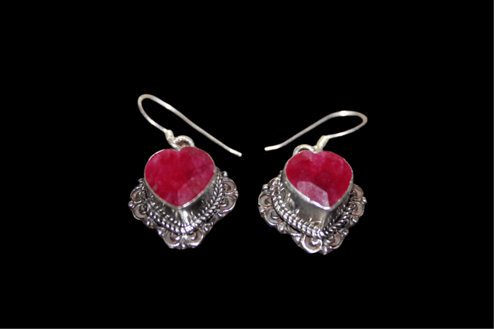 Ruby Heart Earrings - Floating Lotus