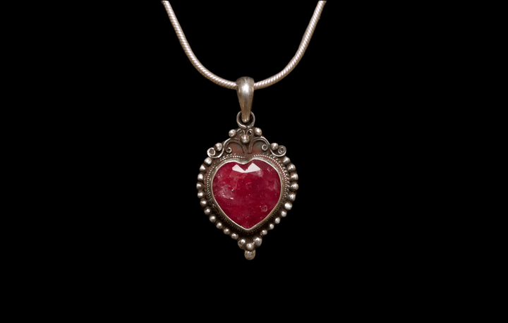 Ruby Heart Pendant - Floating Lotus