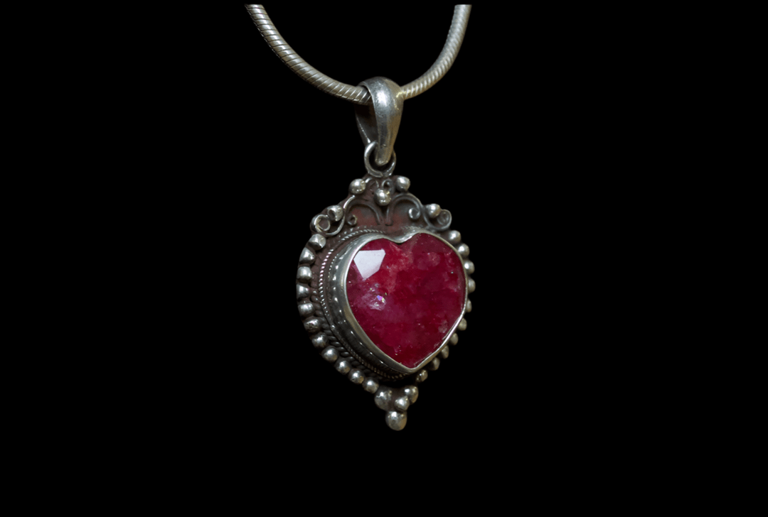 Ruby Heart Pendant - Floating Lotus