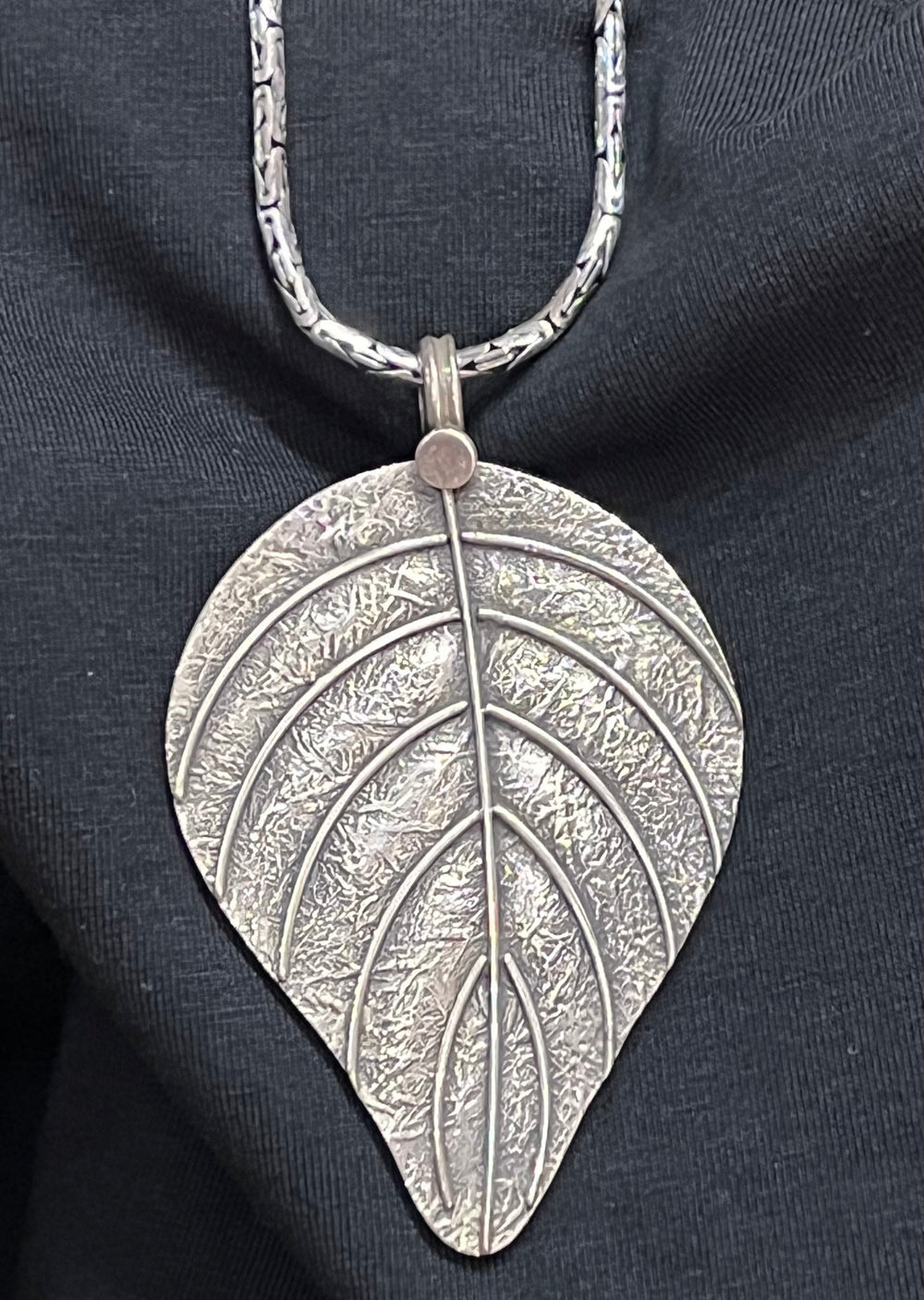 Silver Leaf Pendant - Floating Lotus