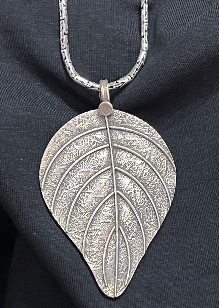 Silver Leaf Pendant - Floating Lotus