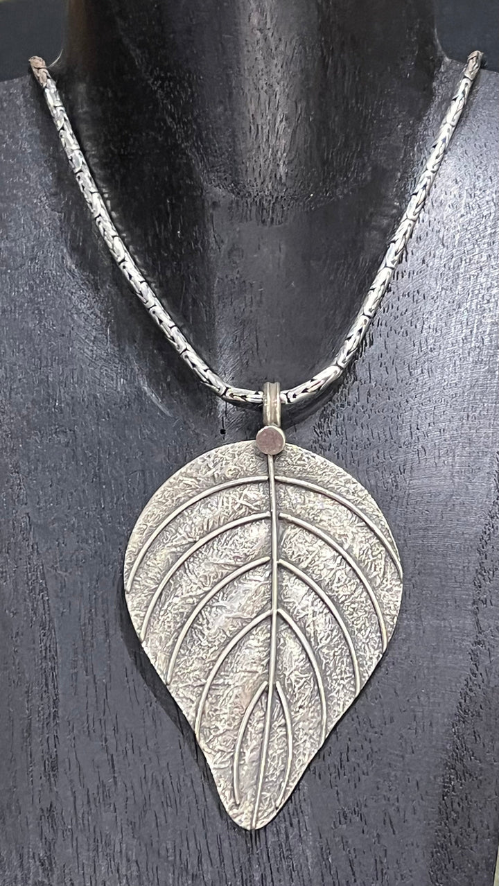 Silver Leaf Pendant - Floating Lotus