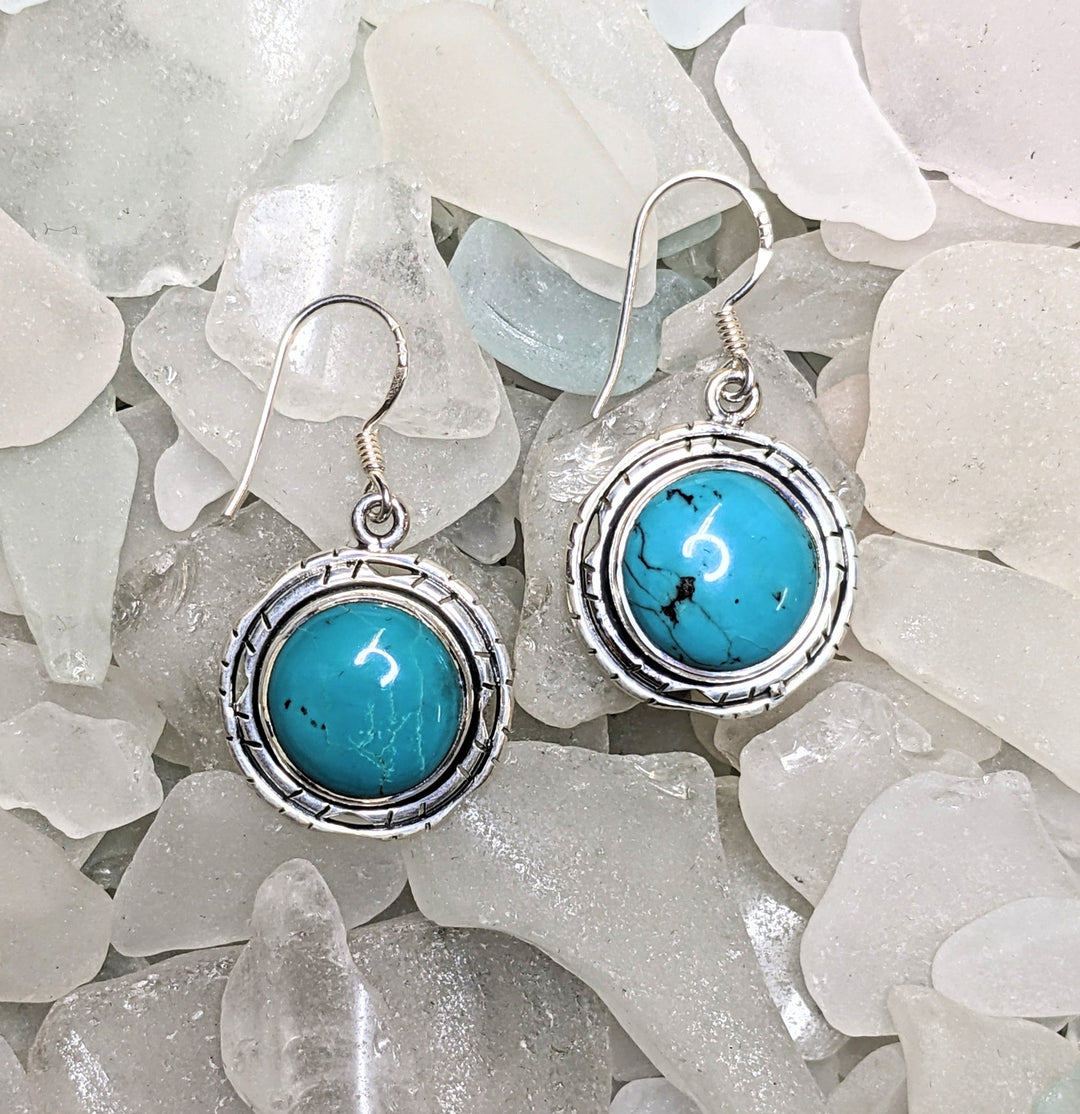 Simply Elegant Turquoise Earrings - Floating Lotus