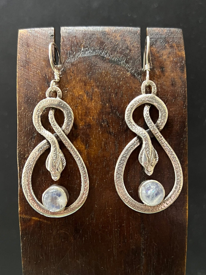 Snake Moonstone Earrings - Floating Lotus