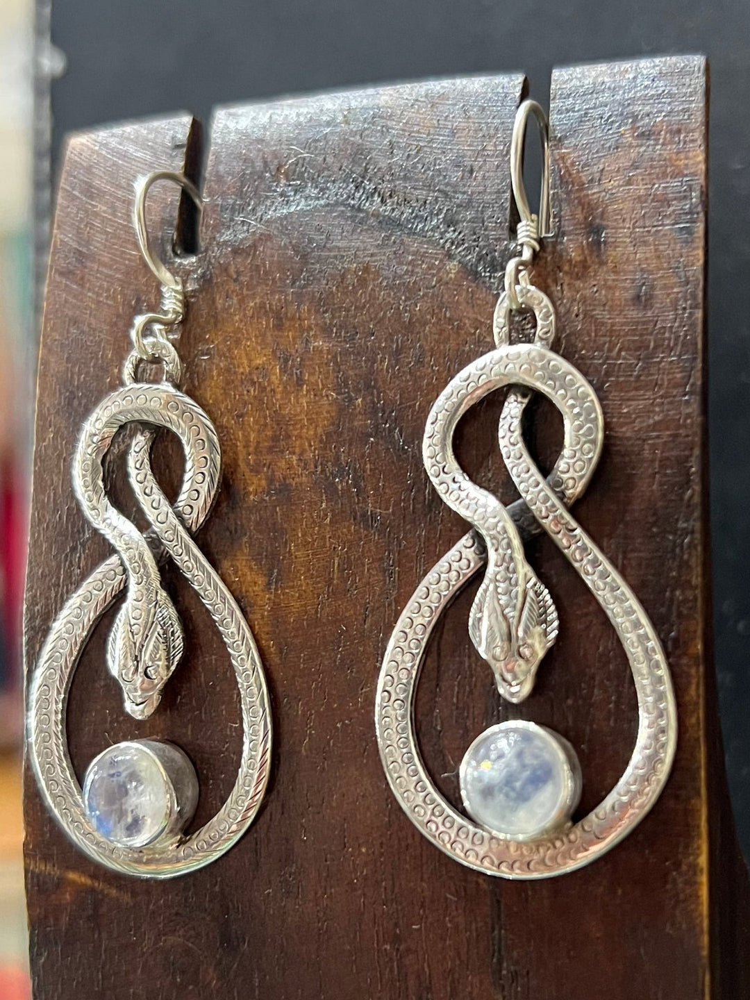 Snake Moonstone Earrings - Floating Lotus