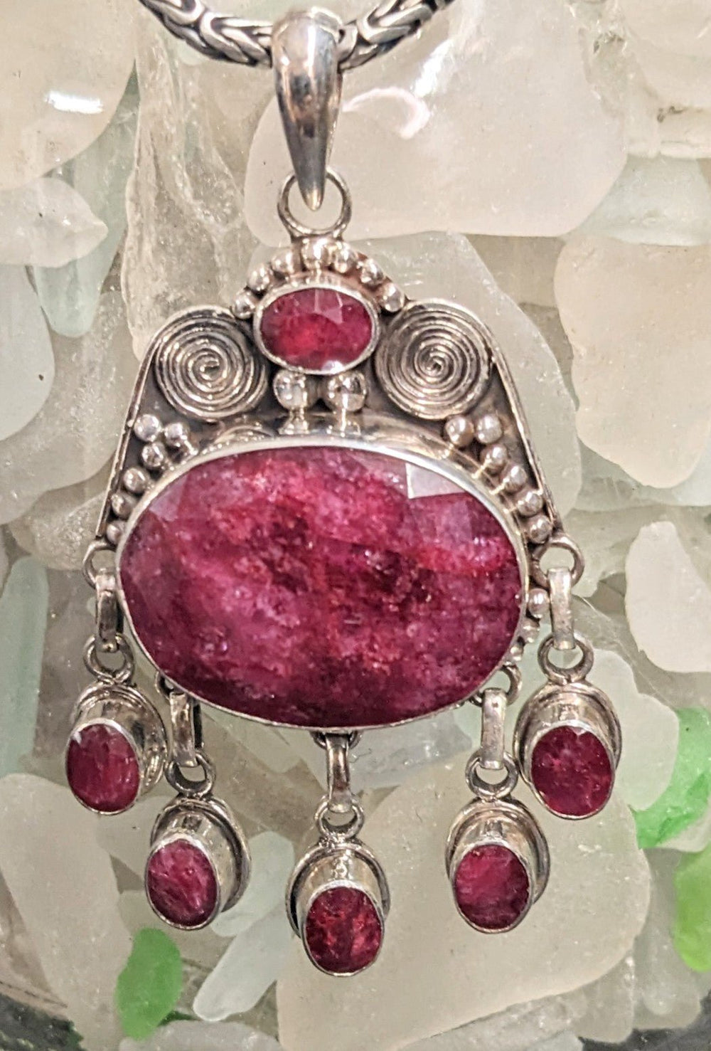 Strikingly Regal Ruby Pendant - Floating Lotus