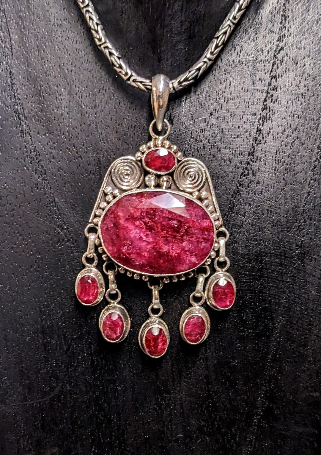 Strikingly Regal Ruby Pendant - Floating Lotus
