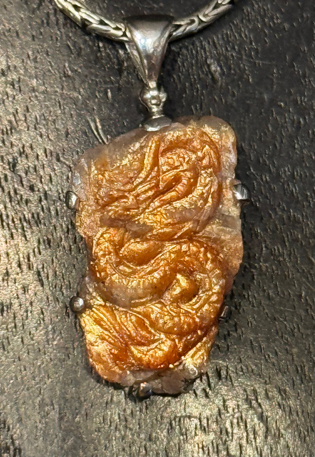 Sunstone Dragon Pendant - Floating Lotus