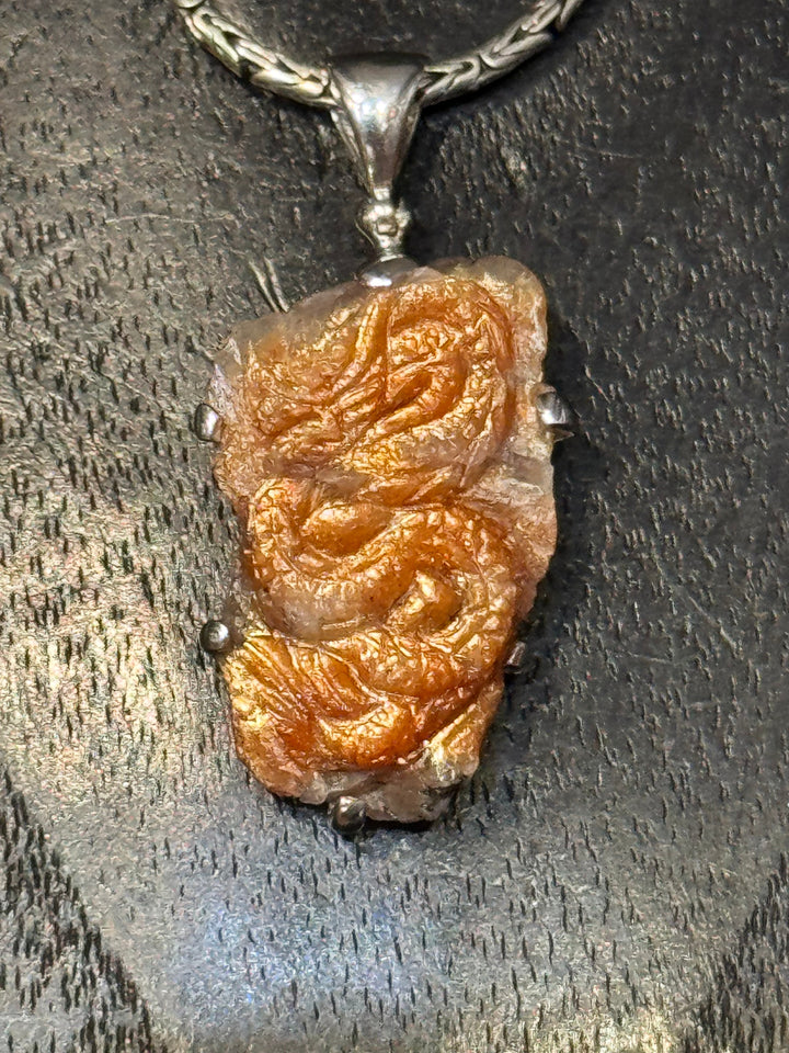 Sunstone Dragon Pendant - Floating Lotus