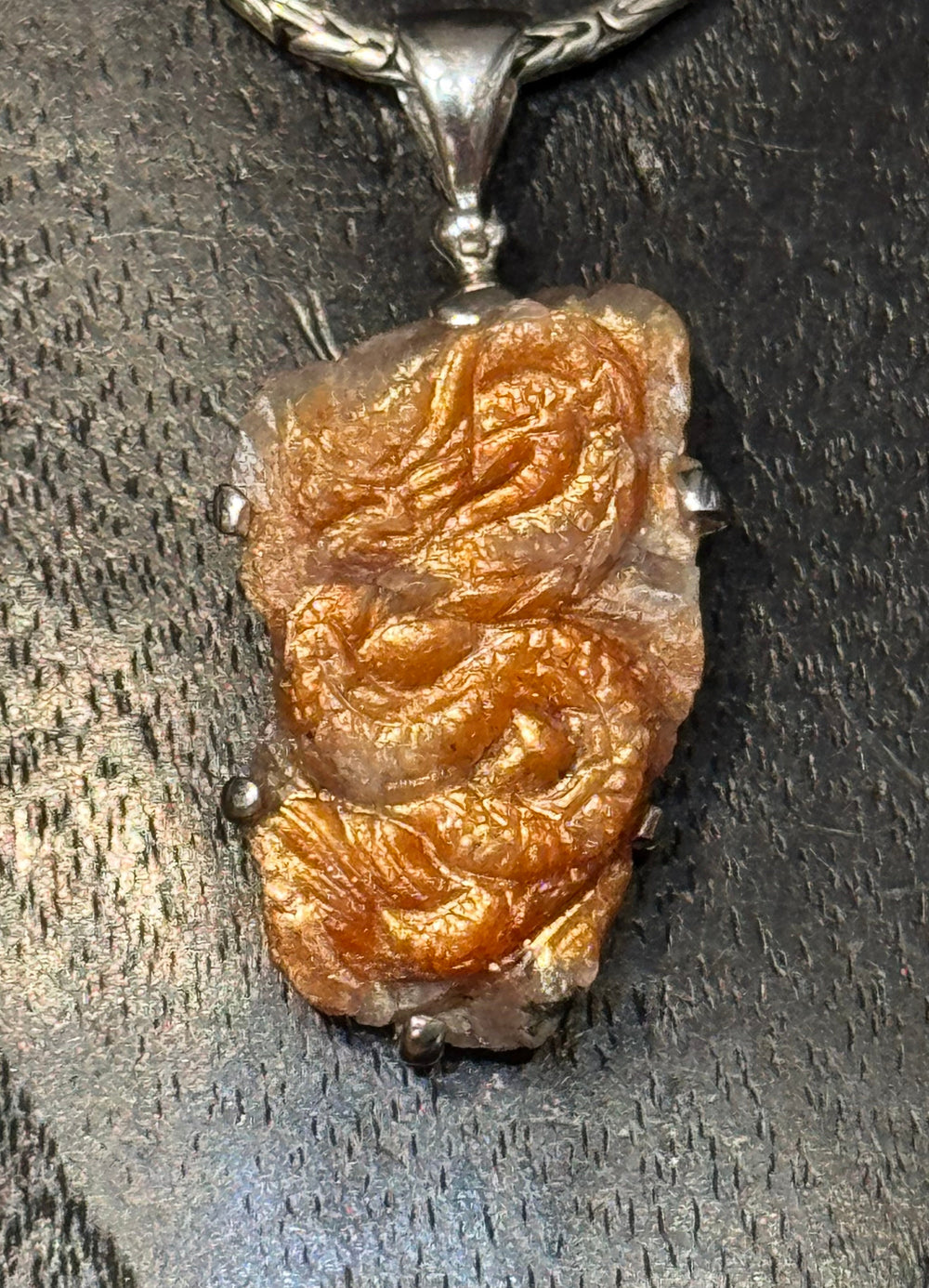 Sunstone Dragon Pendant - Floating Lotus