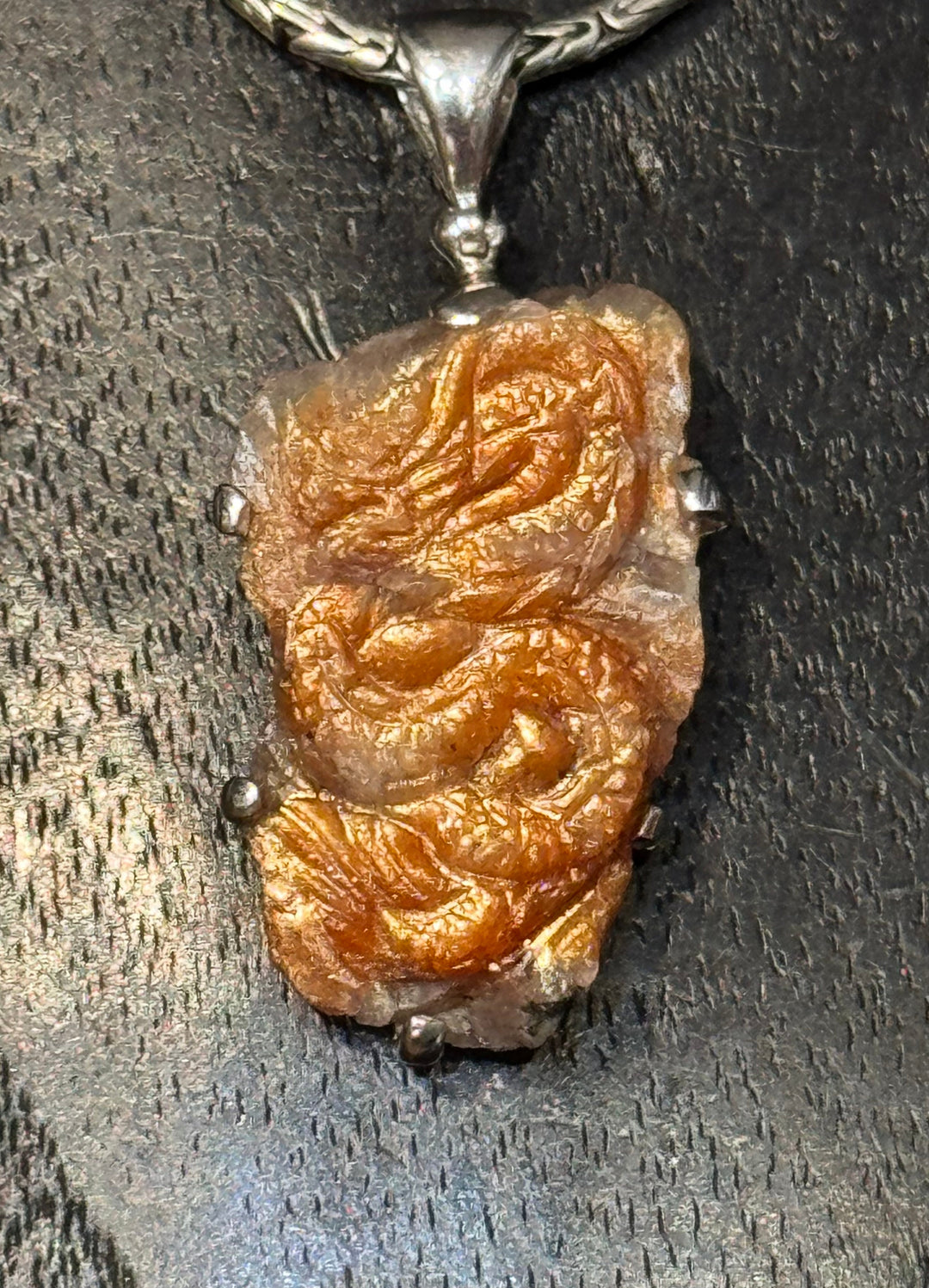 Sunstone Dragon Pendant - Floating Lotus