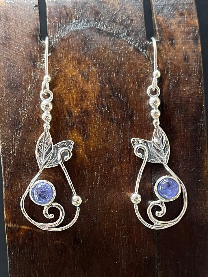 Tanzanite Leaf Earrings