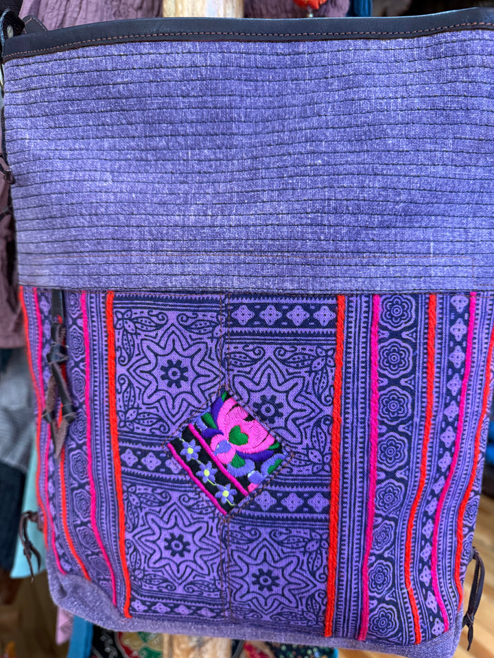 Thai Hilltribe Patch Handbag - Floating Lotus