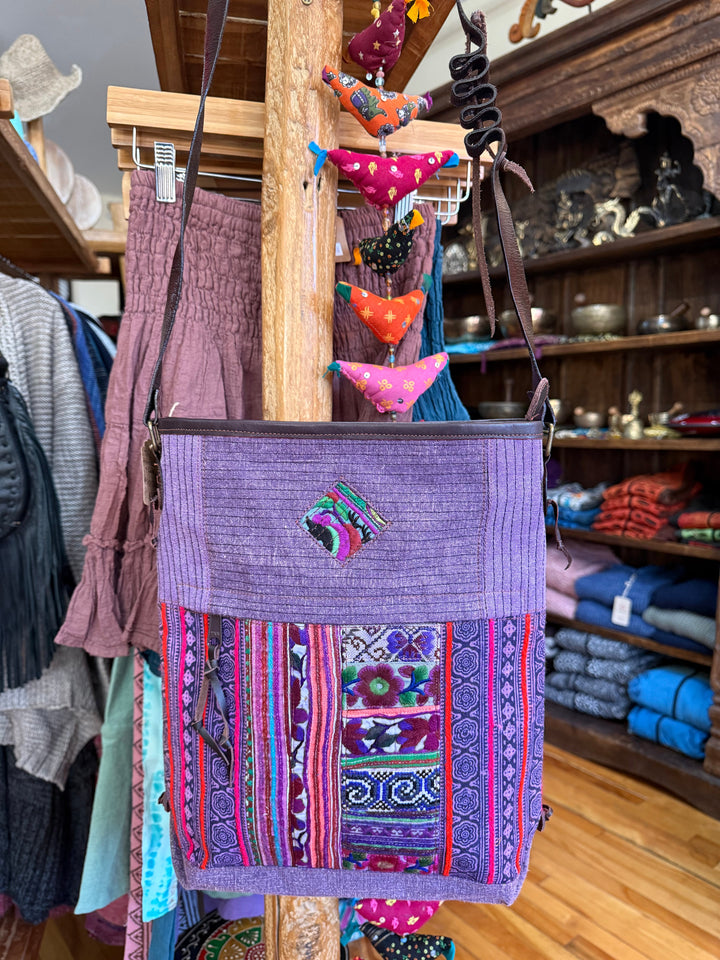 Thai Hilltribe Patch Handbag - Floating Lotus