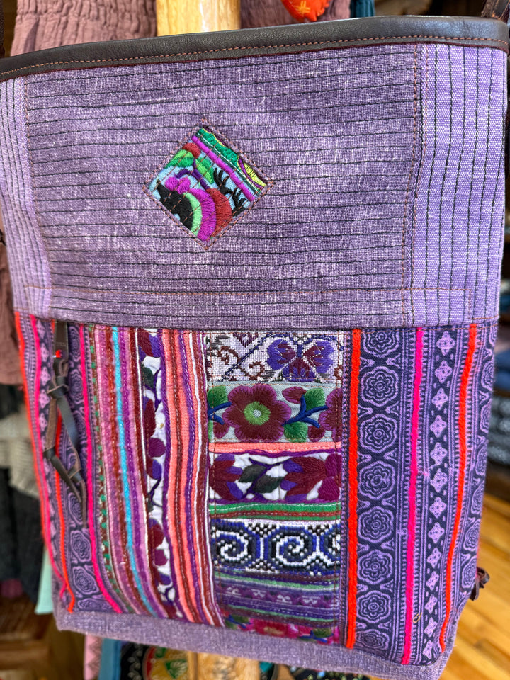 Thai Hilltribe Patch Handbag - Floating Lotus