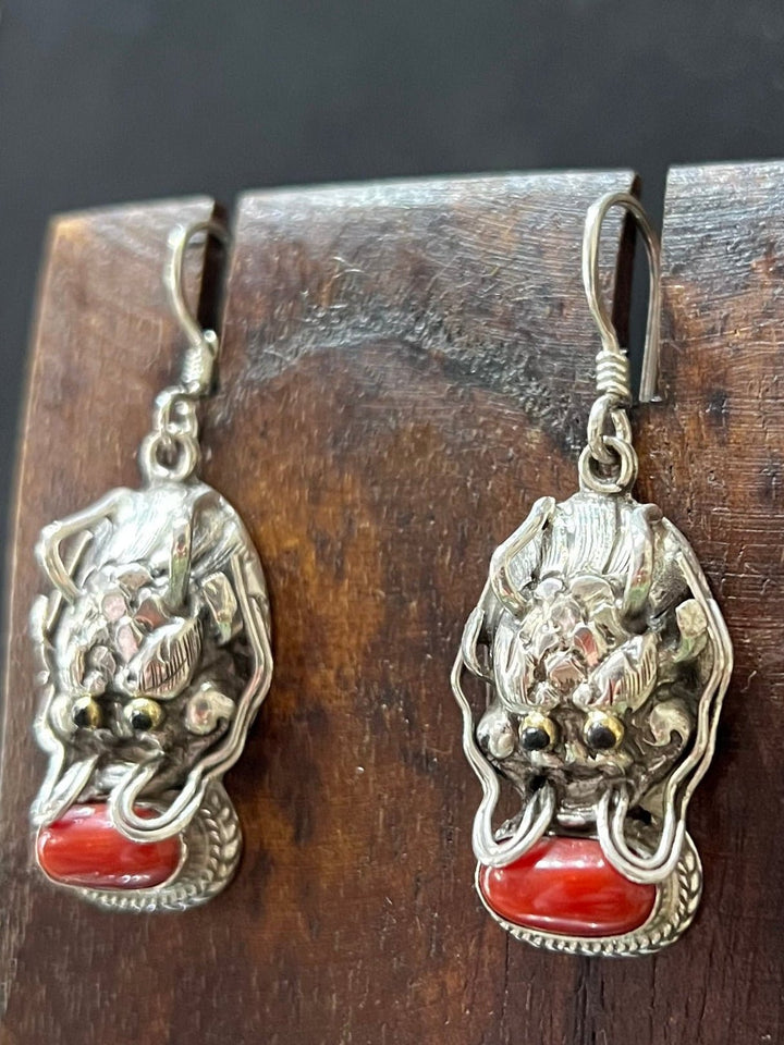 Thunder Dragon Coral Earrings