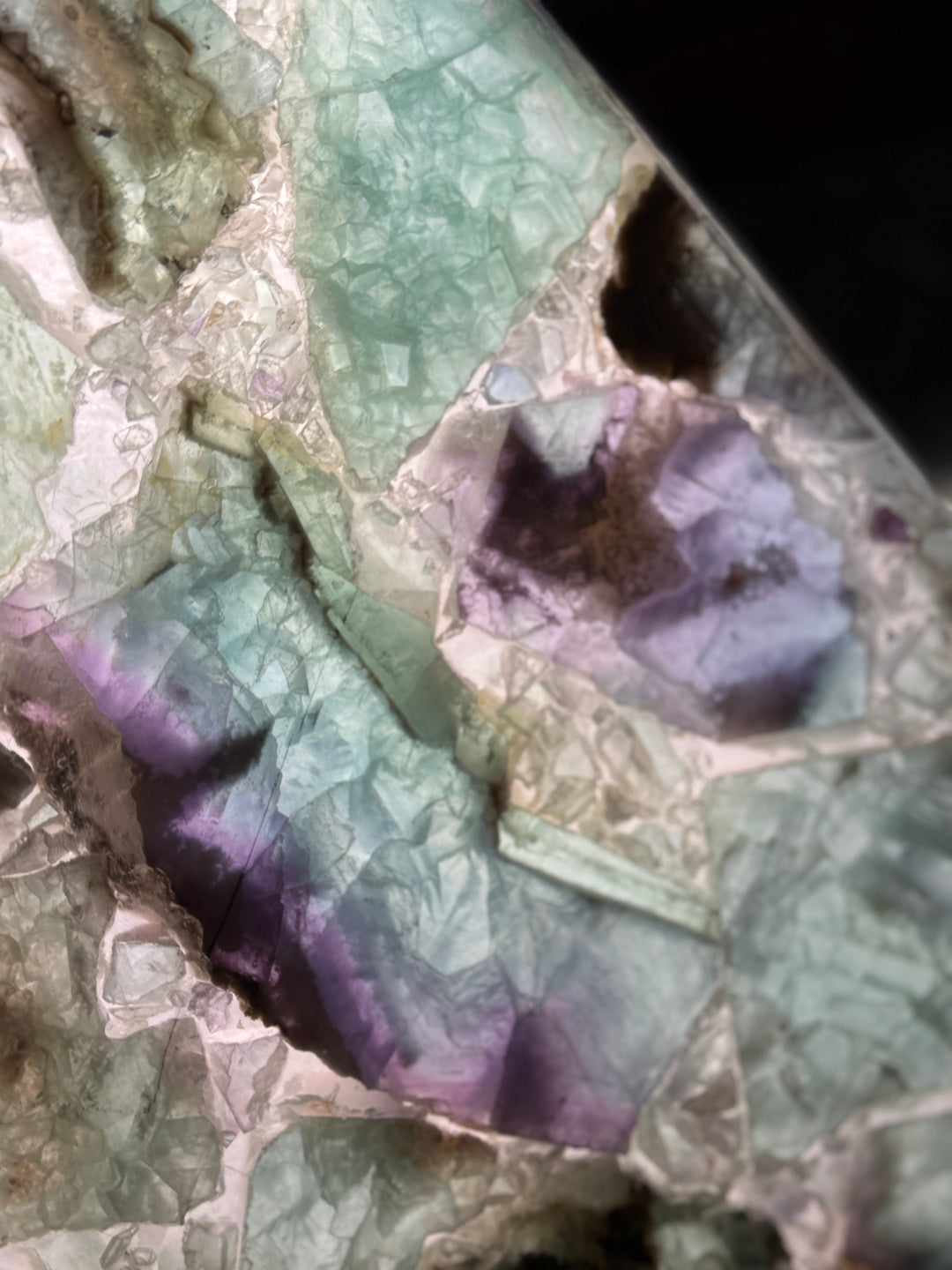 Translucent Rainbow Fluorite Pyramid Lamp - Floating Lotus